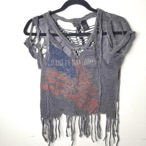 Harley Davidson women's grey size small slash back shirt